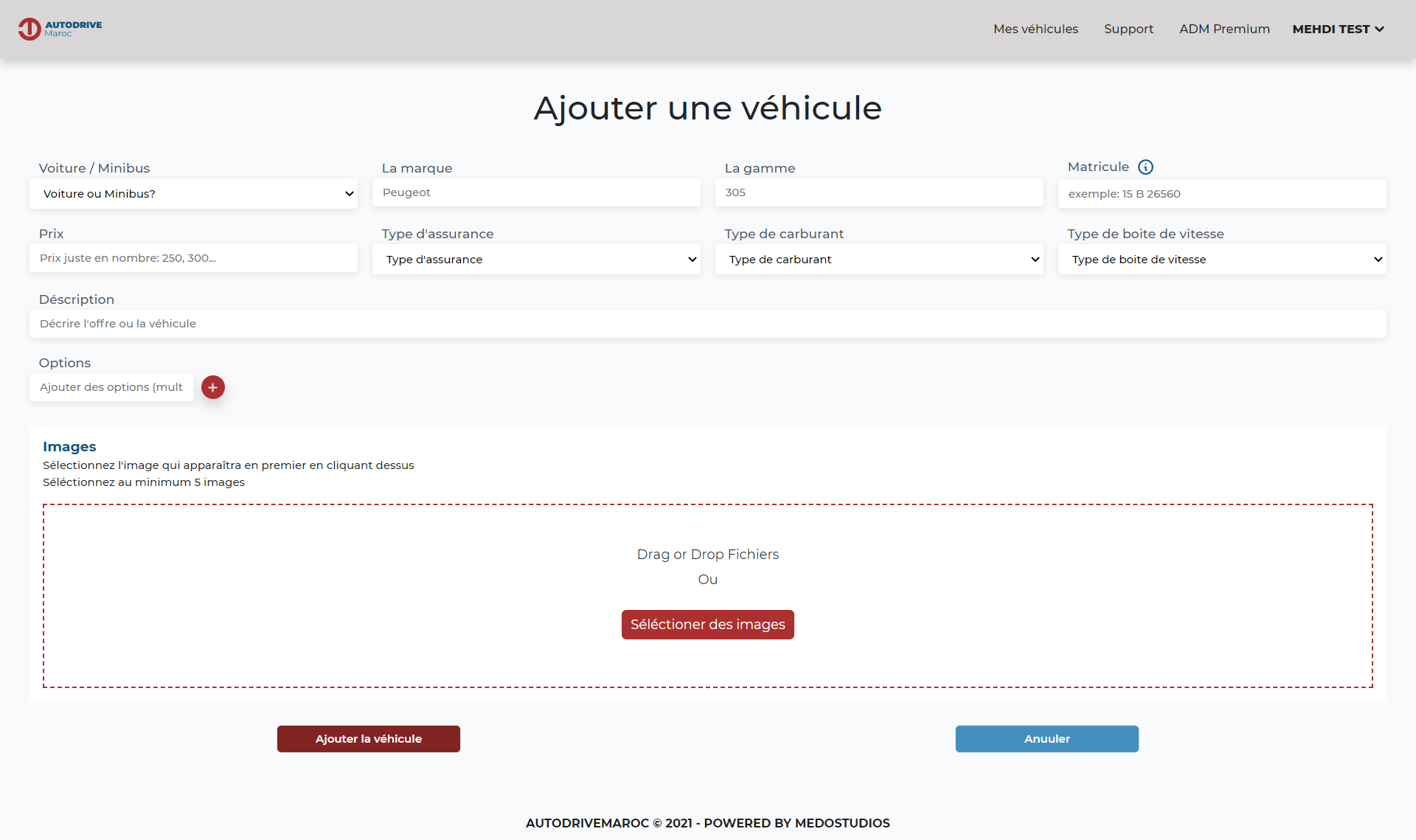 autodrivemaroc.com create car form